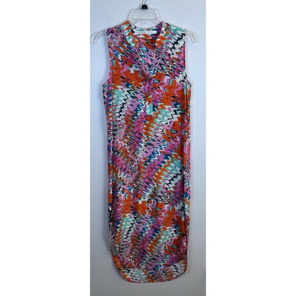 MARIE OLIVER Ellis Silk Psychedelic Tie Dye Midi Dress XS VNeck Resort Vacation - Picture 2 of 13